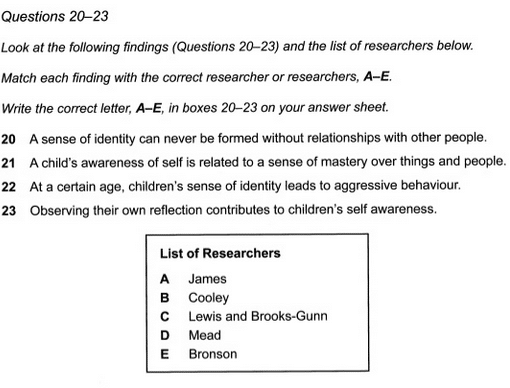 ielts reading format dạng b&agrave;i matching features