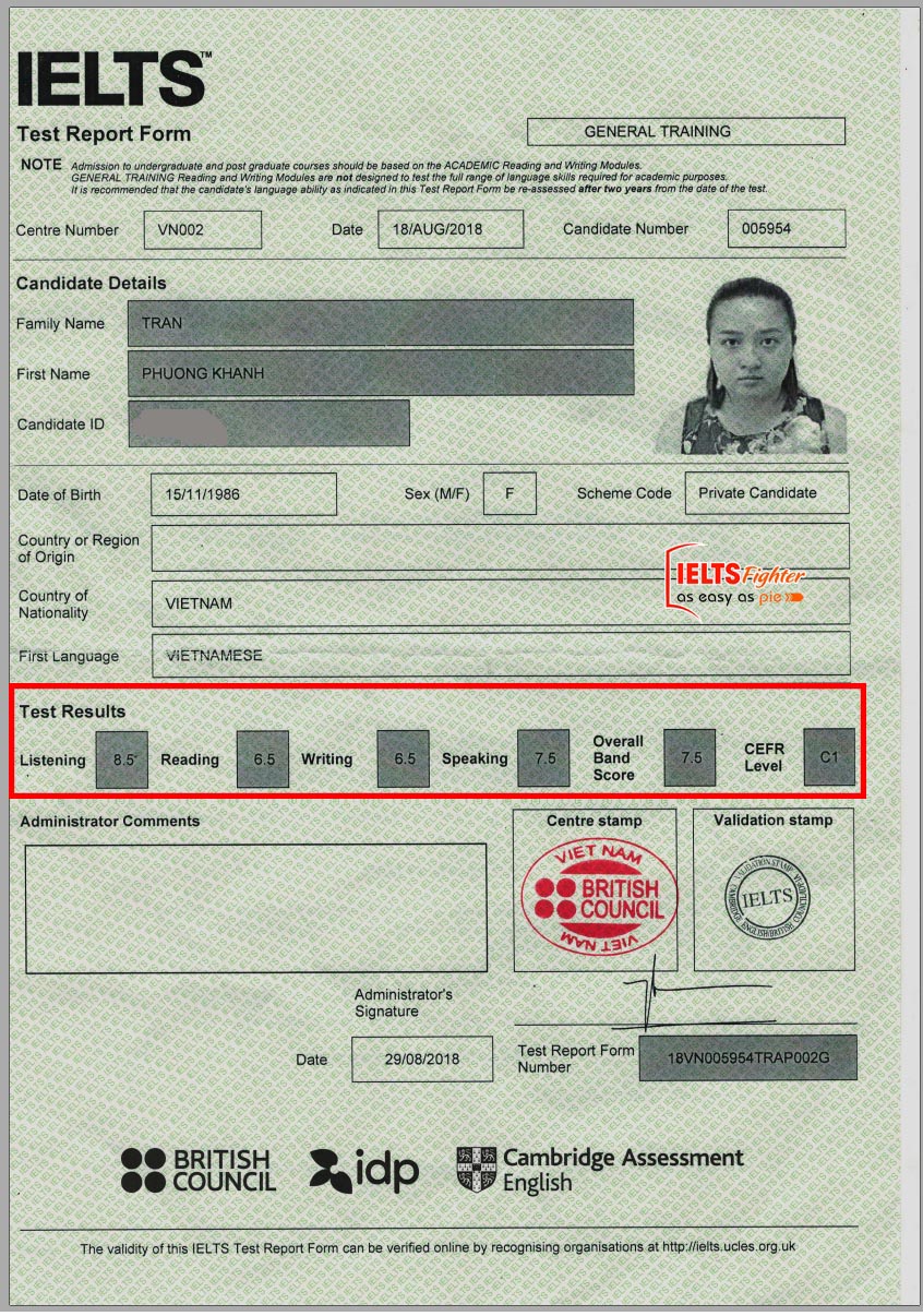 Bảng điểm phương khanh