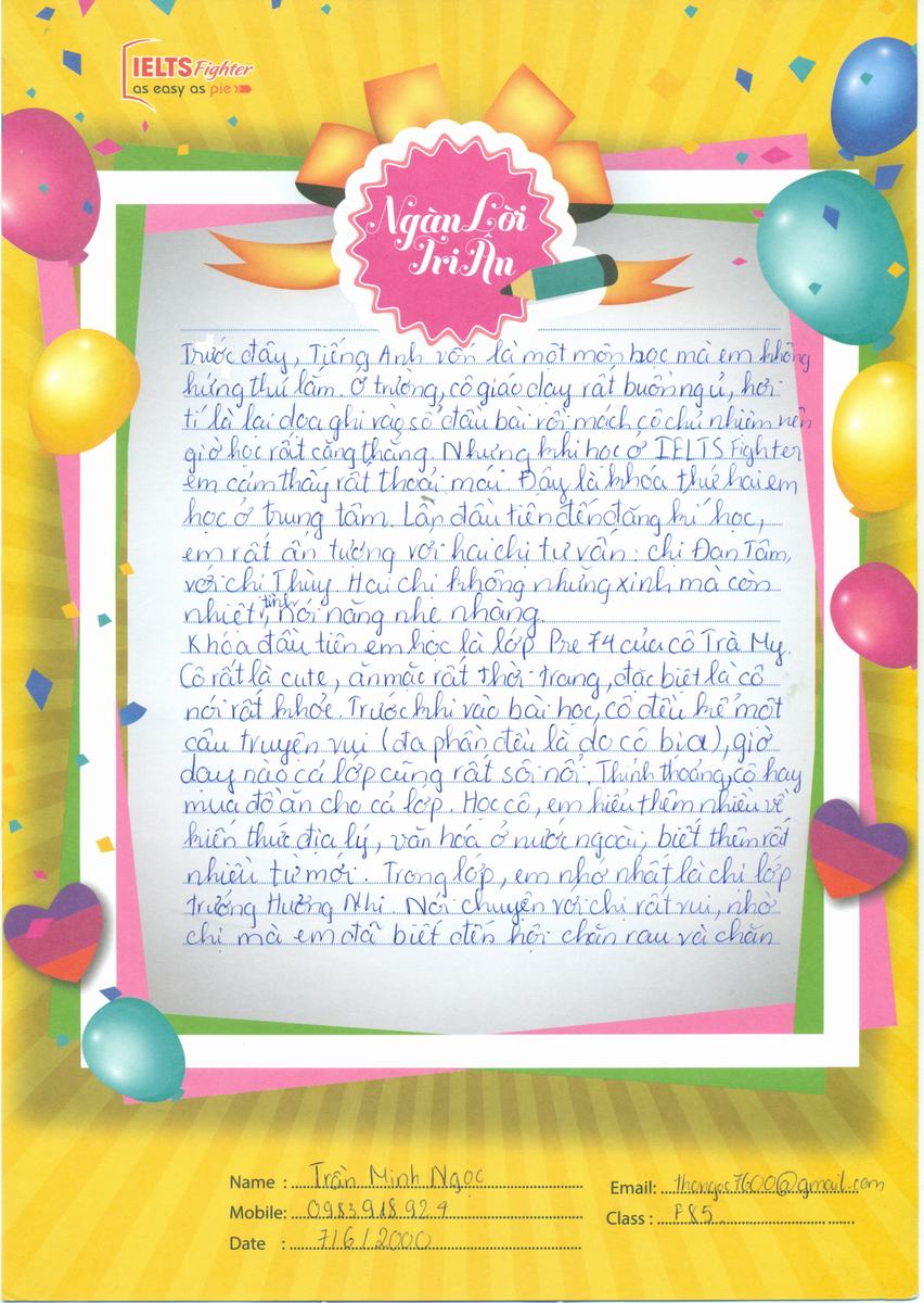 MS33 - Bài dự thi của bạn Trần Minh Ngọc - Học viên lớp F85