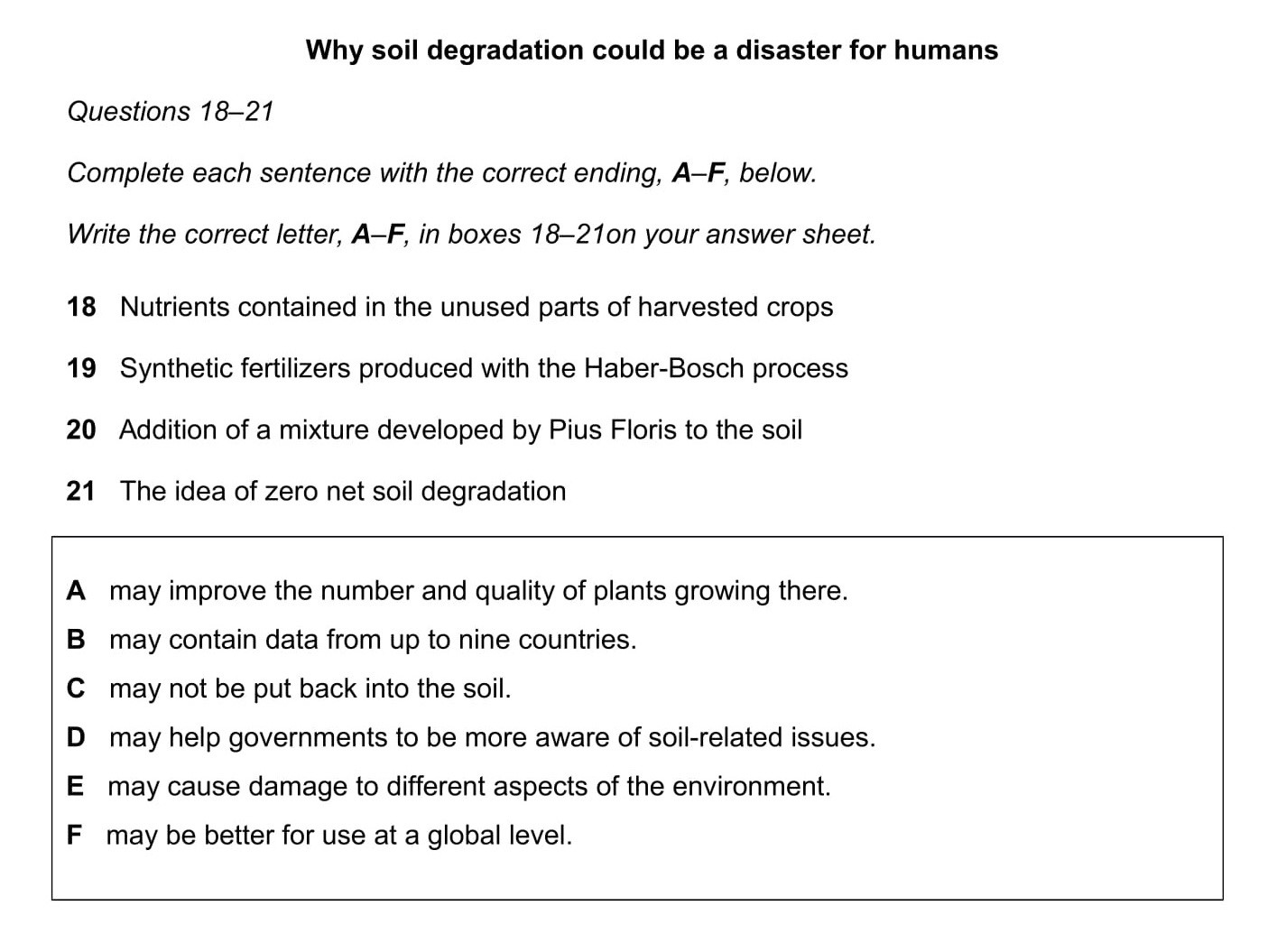 IELTS reading matching endings