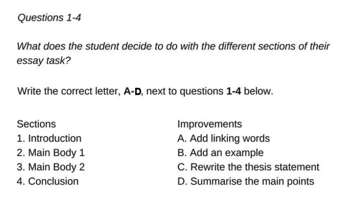 Matching listening ielts test