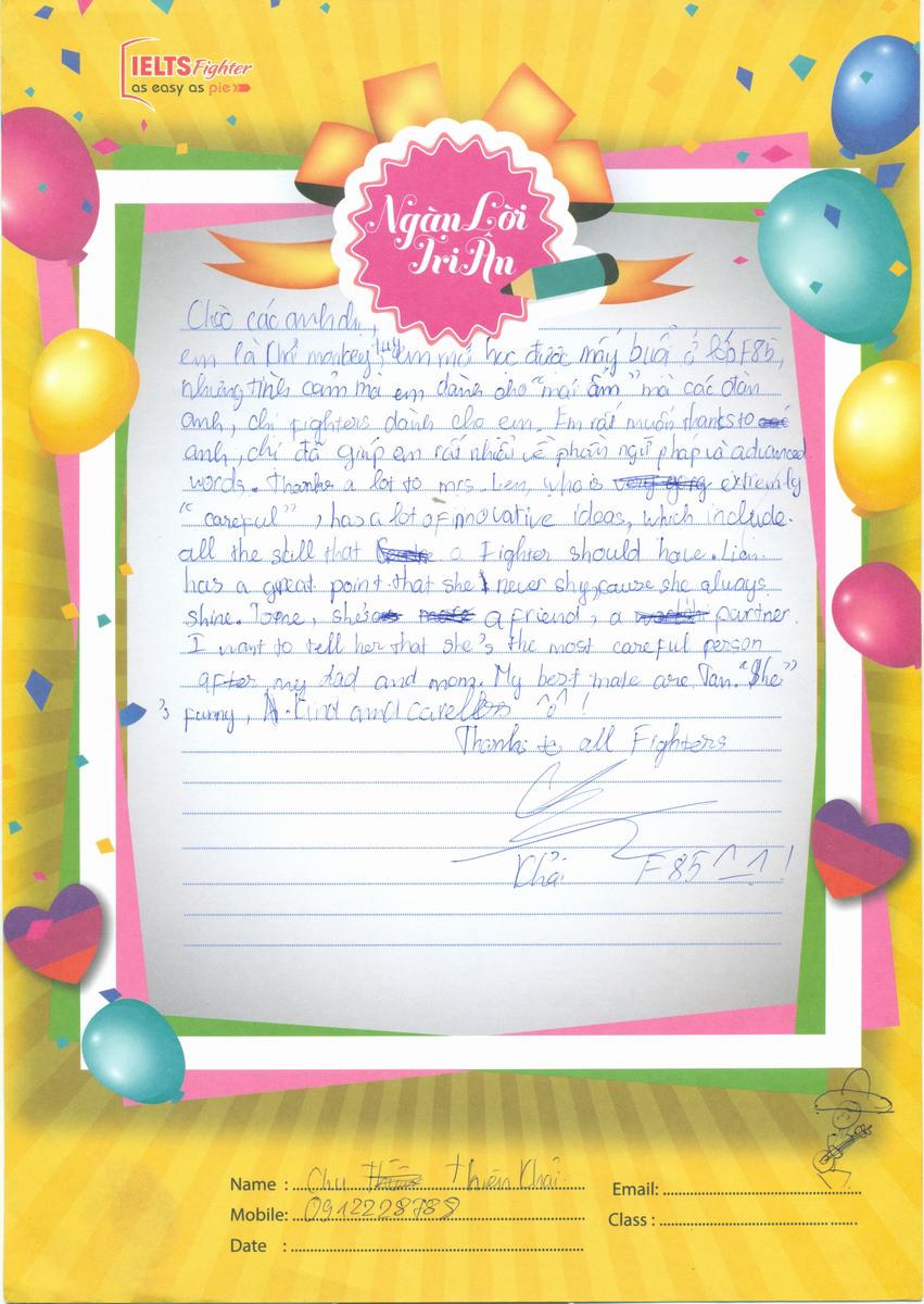 MS52 - Bài dự thi của bạn Chu Thiên Khải - Học viên lớp F85