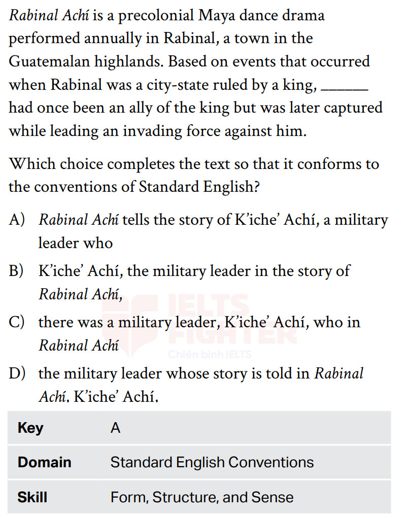 Cấu tr&uacute;c đề thi SAT Standard English Conventions 1