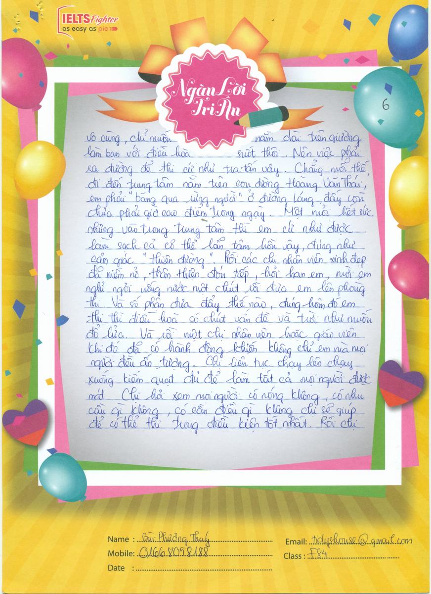 MS60 - Bài dự thi của bạn Bùi Phương Thúy - Học viên lớp F84