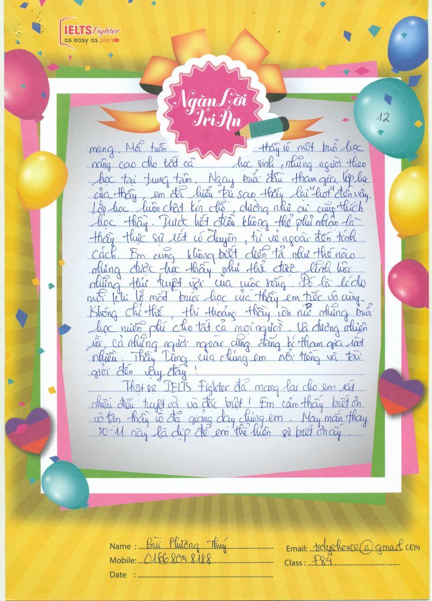 MS60 - Bài dự thi của bạn Bùi Phương Thúy - Học viên lớp F84