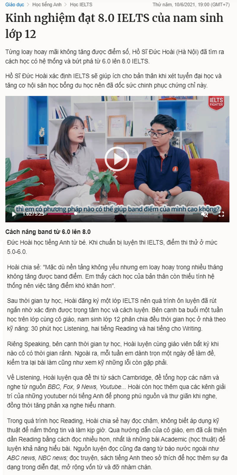 Cách học 8.0 IELTS của bộ đôi cao thủ Thùy Linh - Đức Hoài trên báo VnExpress 1