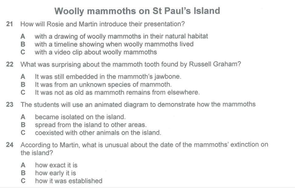 IELTS listening đề cổ sinh vật học