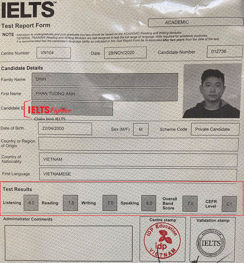 Học IELTS hiệu quả đạt 7.0 IELTS từ học vi&ecirc;n IELTS Fighter Nguyễn Ho&agrave;ng 5