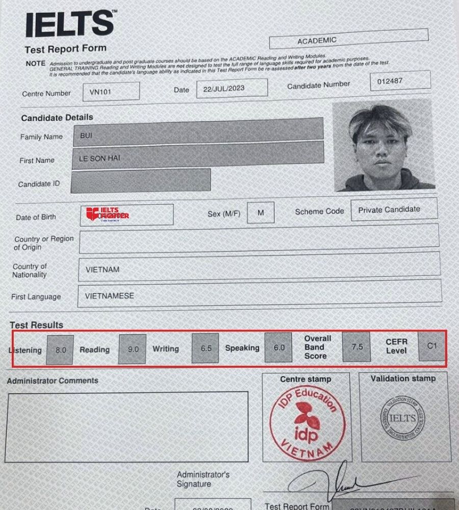 Sơn Hải - học vi&ecirc;n IF B&agrave; Hom đạt 7.5 IELTS