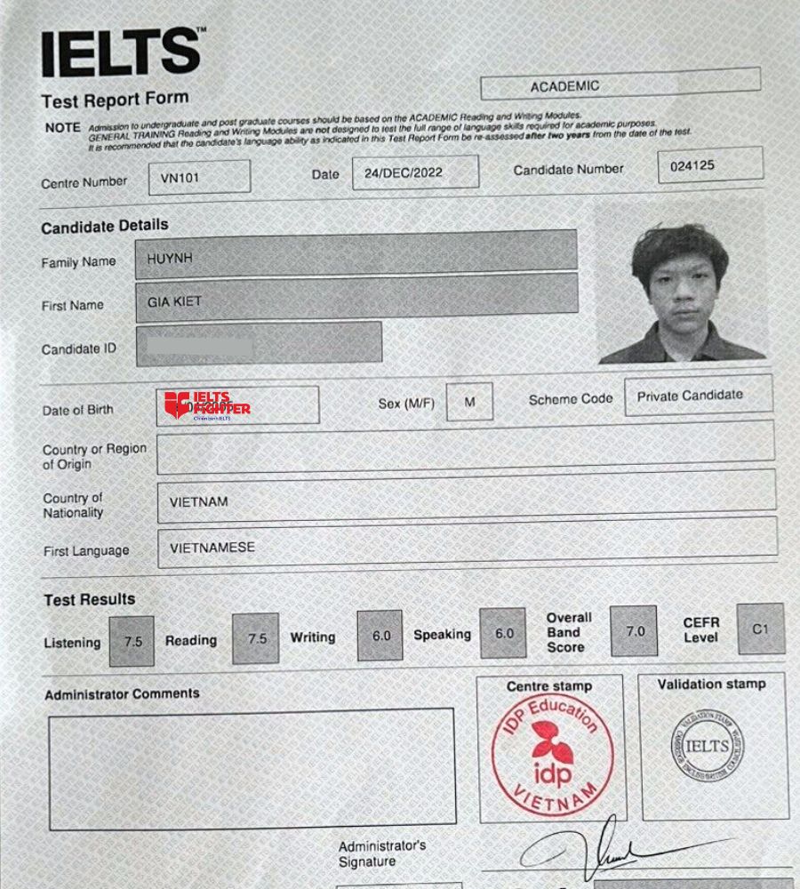 Ho&agrave;ng Thuỵ xuất sắc đạt 7.5 overall