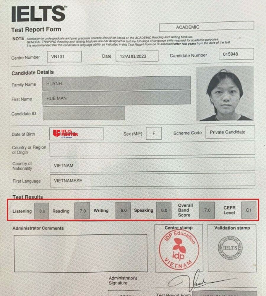 Huệ Mẫn - học vi&ecirc;n kho&aacute; học online đạt 7.0 IELTS