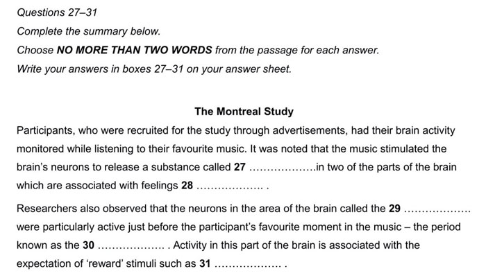 IELTS Reading Summary Completion 1
