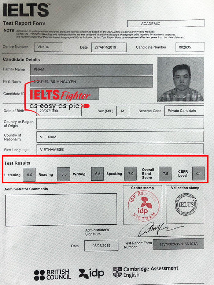 Cách luyện nghe IELTS hiệu quả từ thí sinh 9.0 Listening - bảng điểm Bình Nguyên