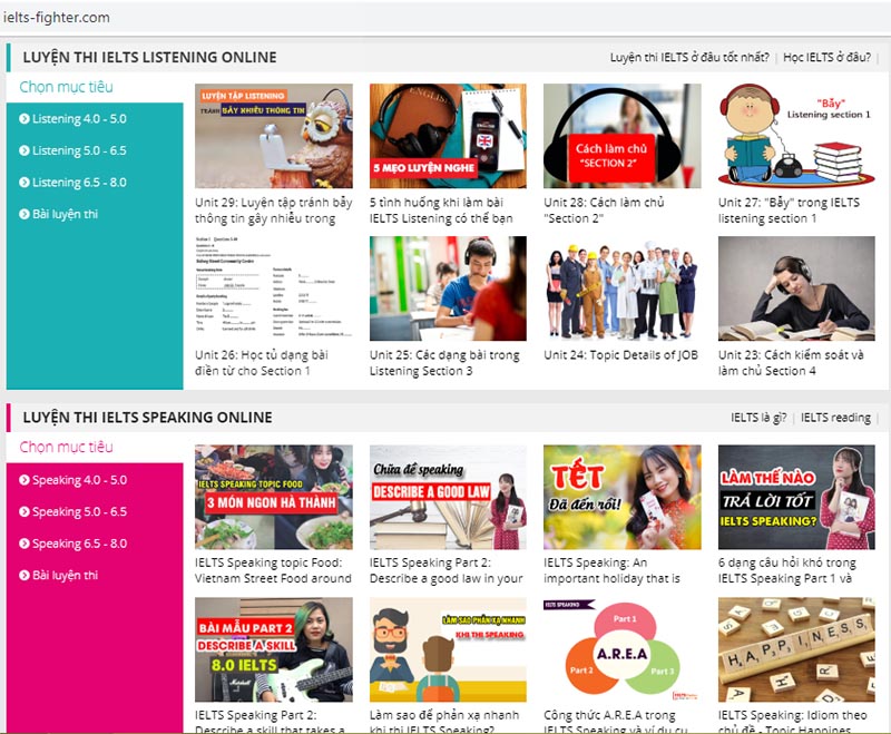 IELTS Fighter - website học IELTS online tốt nhất
