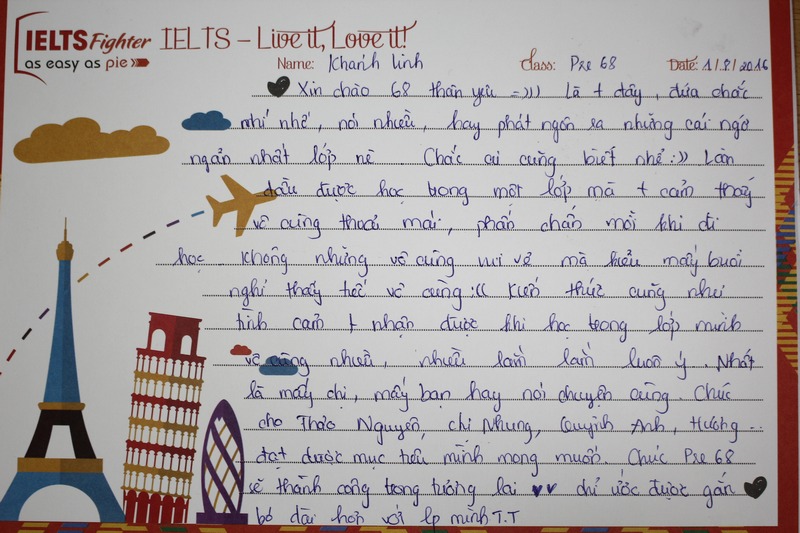 Bạn Linh chia sẻ cảm nhận của mình về lớp Pre 68