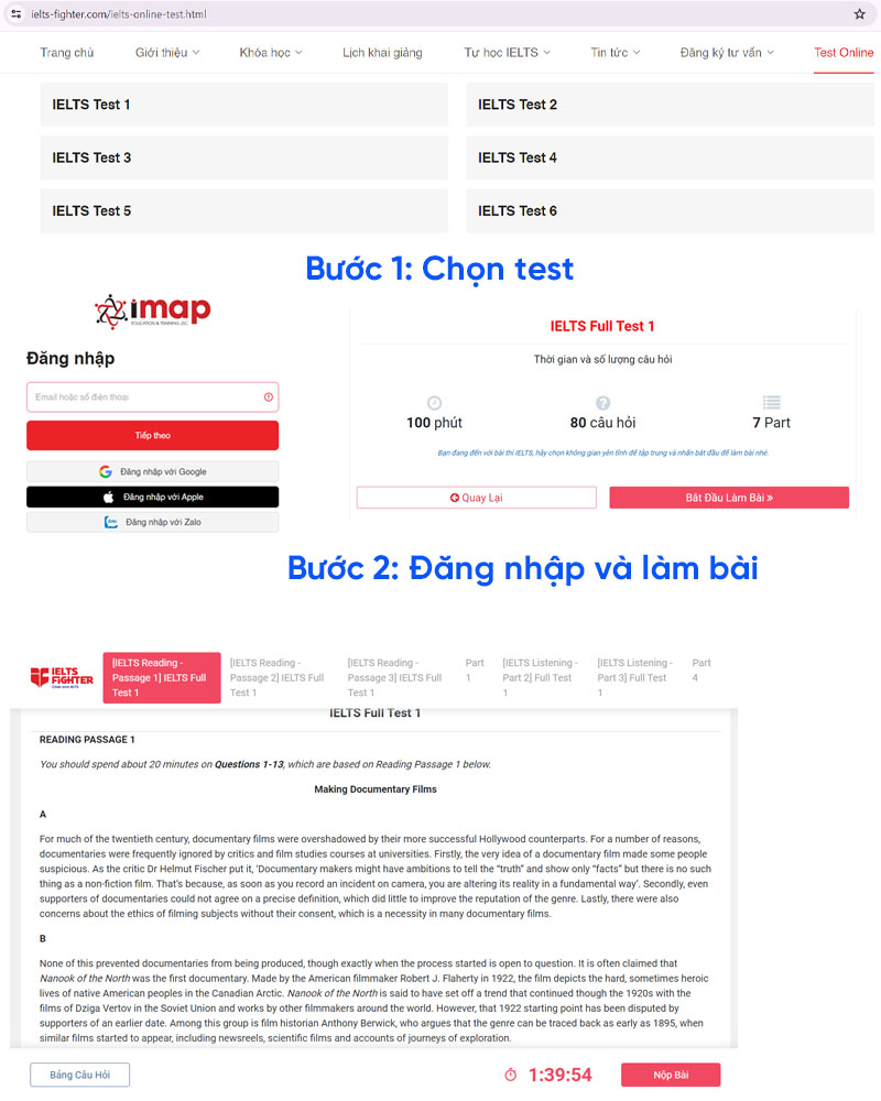 Thi thử IELTS tr&ecirc;n website ielts-fighter.com