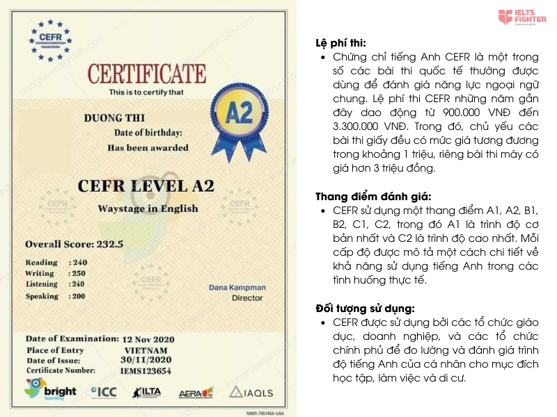 Chứng chỉ tiếng Anh CEFR