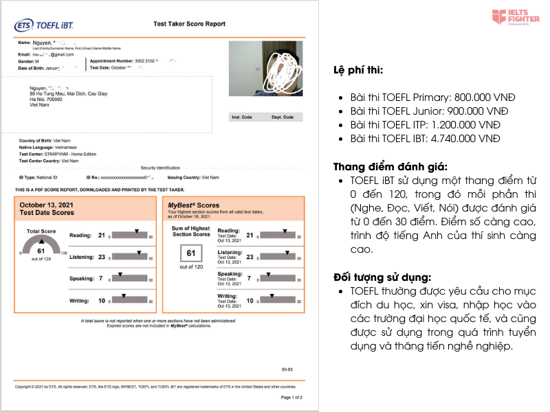 Chứng chỉ tiếng anh TOEFL&nbsp;