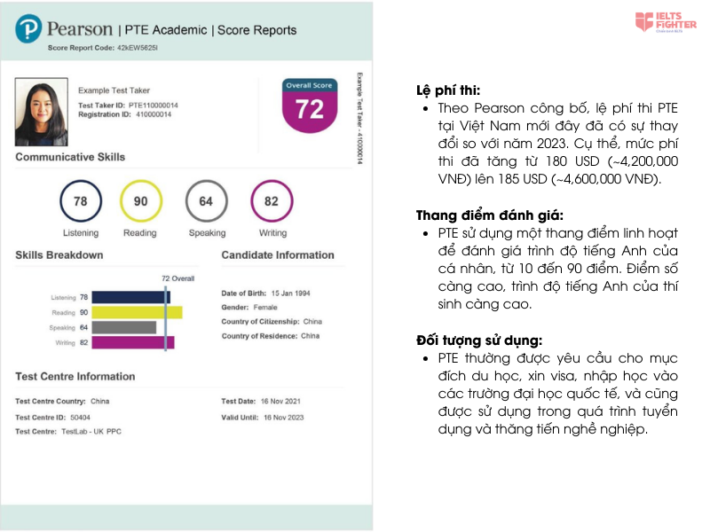 Chứng chỉ tiếng anh PTE
