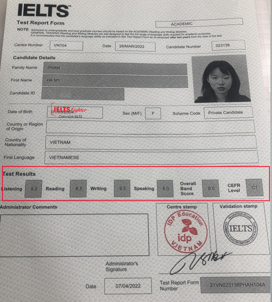 h&agrave; my 8.0 ielts