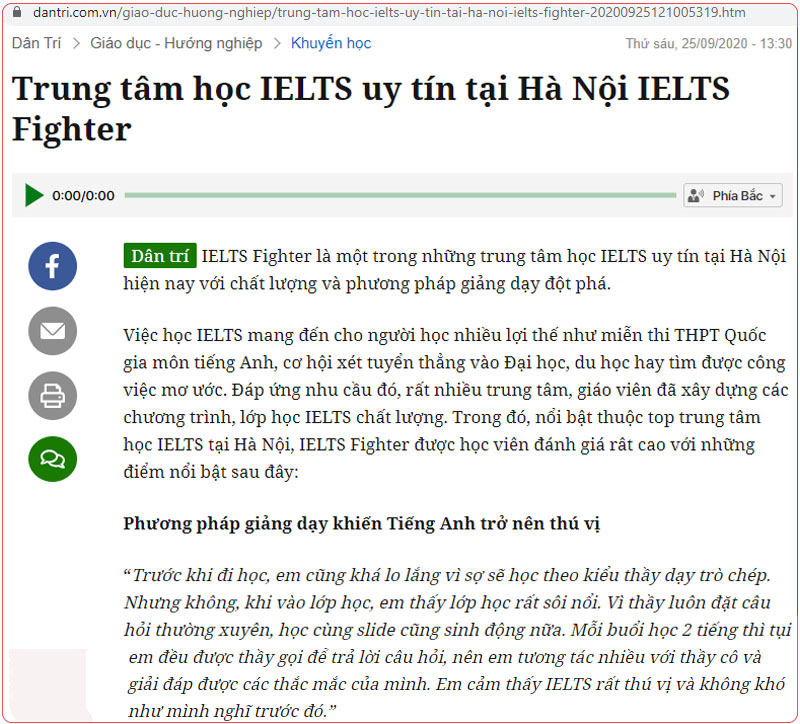 IELTS Fighter được chia sẻ trên báo chí 1