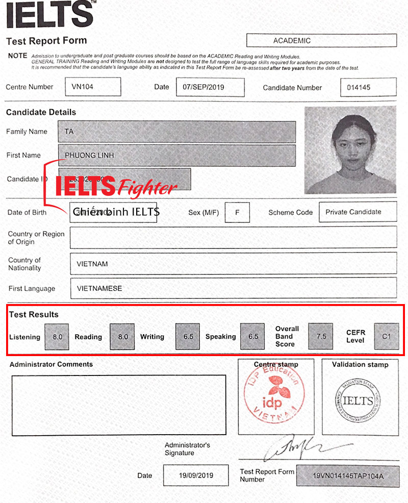 học sinh THPT Vĩnh phúc Phương Linh 7.5 ielts 1