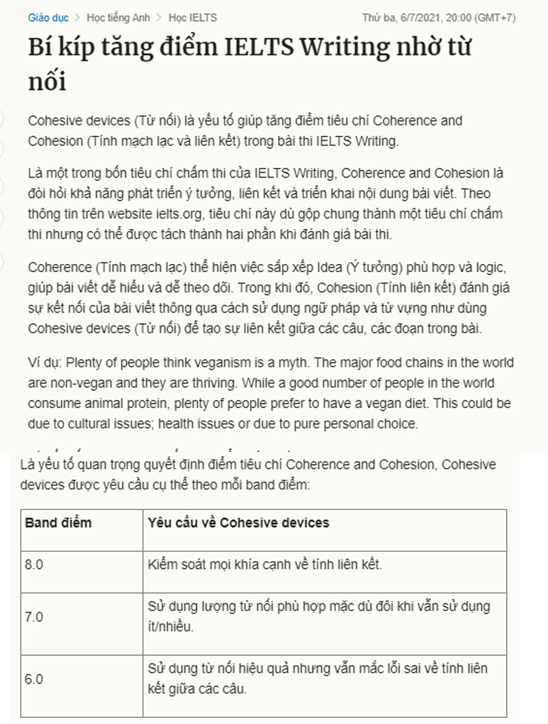 Nâng cao điểm writing nhờ từ vựng, từ nối 1