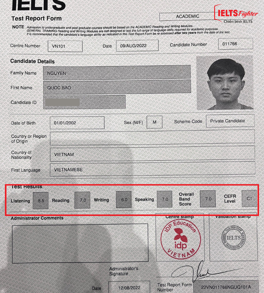 D&ugrave; sức khỏe yếu Quốc Bảo vẫn đạt 7.0 IELTS