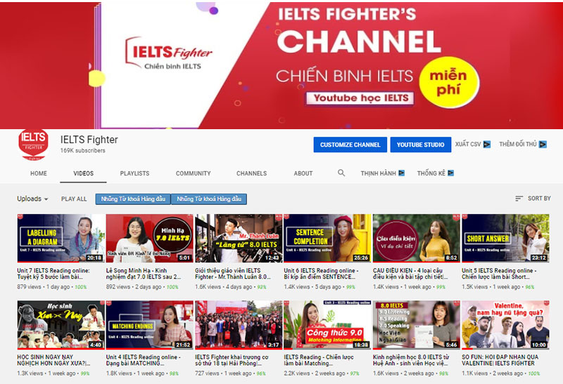 9 k&ecirc;nh Youtube Tự Học IELTS - IELTS Fighter channel