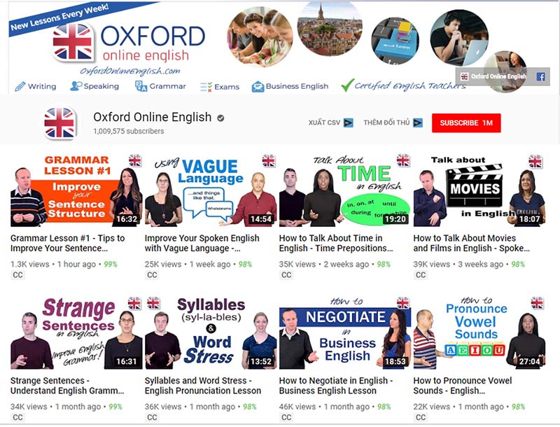 9 k&ecirc;nh youtube học IELTS hay - Yotube Oxford Online English 
