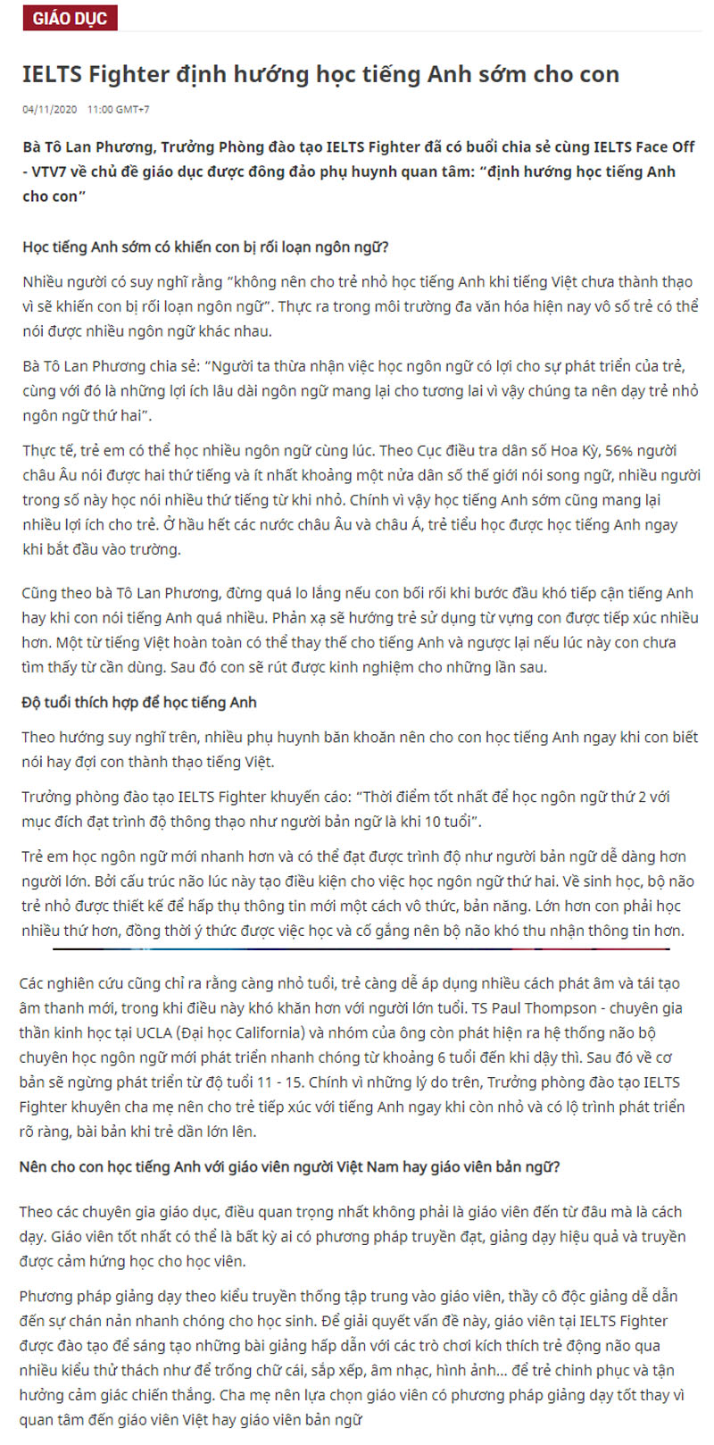 Có nên cho con học tiếng Anh sớm