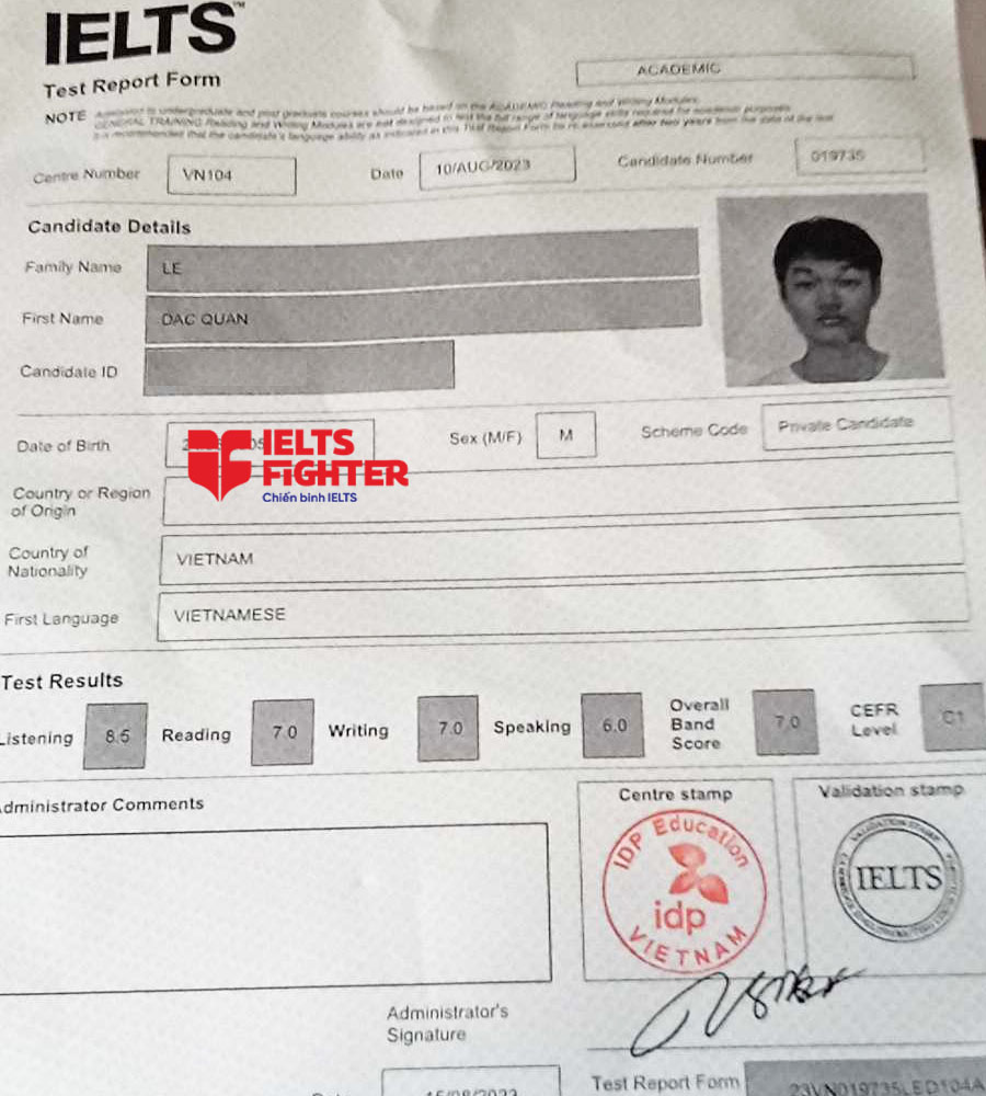Đắc Qu&acirc;n 7.0 IELTS