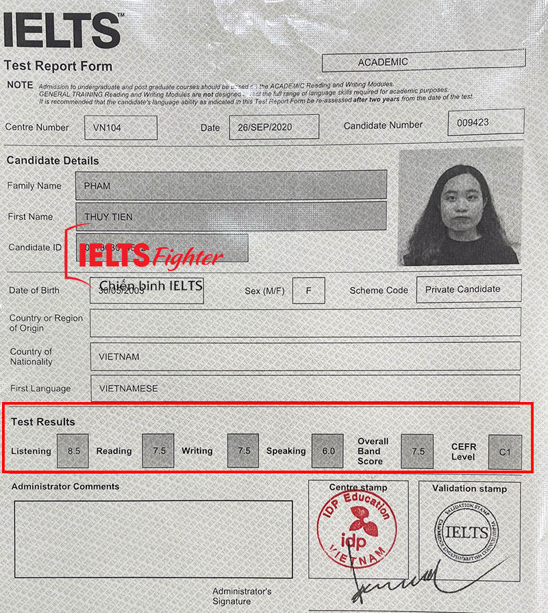 cách học IELTS hiệu quả của Tiên 1