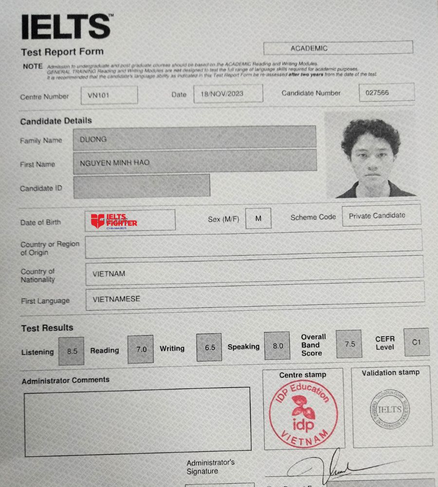 Bảng điểm 7.5 ấn tượng của Minh H&agrave;o 