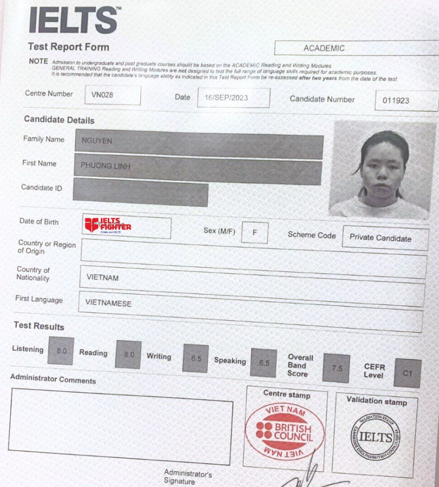 Học vi&ecirc;n điểm cao IELTS Fighter Nguyễn Ảnh Thủ