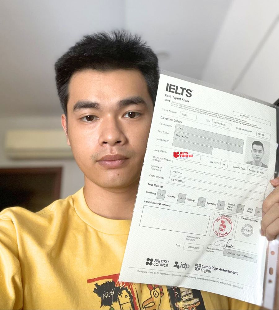 Học vi&ecirc;n điểm cao IELTS Fighter Nguyễn Ảnh Thủ