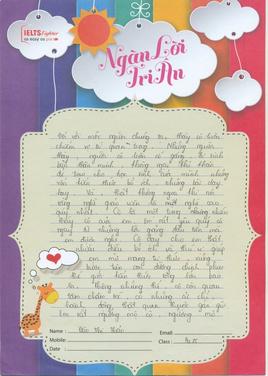 MS34 - Bài dự thi của bạn Đào Thị Hảo - Học viên lớp Pre 85