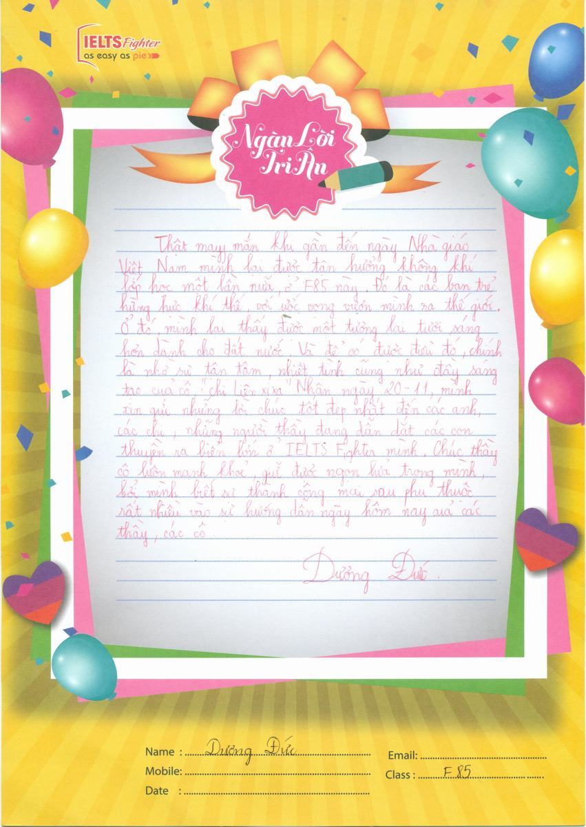 MS40 - Bài dự thi của bạn Dương Đức - Học viên lớp F85