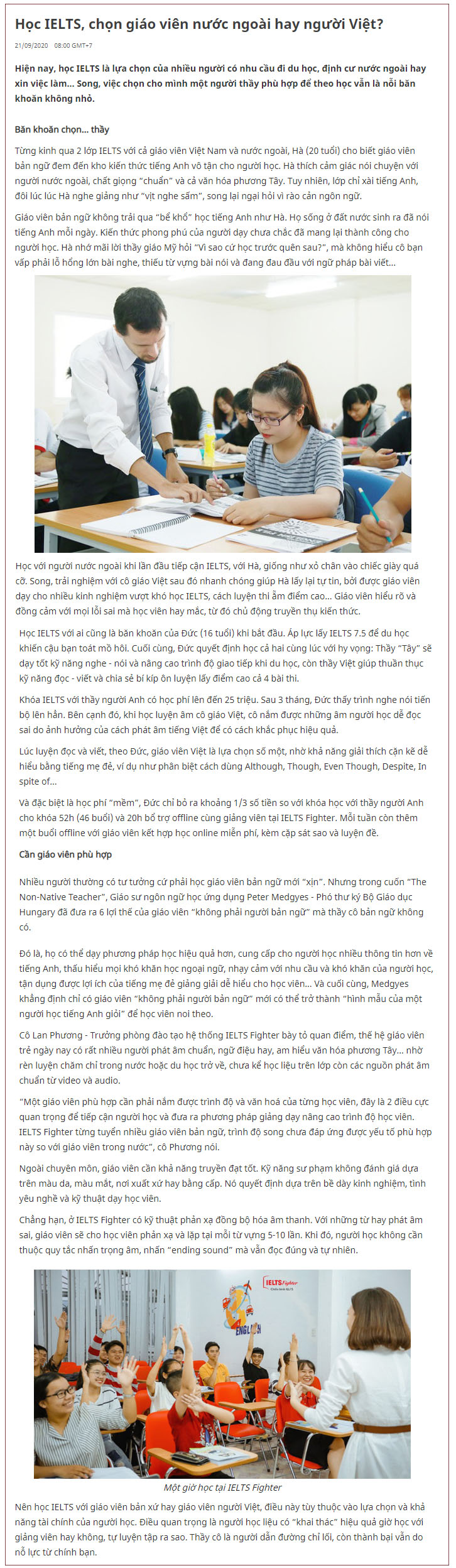 Học ielts chọn giáo viên nước ngoài hay người Việt tốt hơn