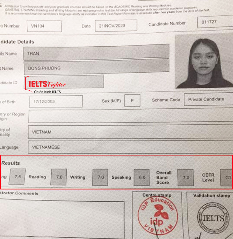 Học viên điểm cao IELTS  Fighter 2