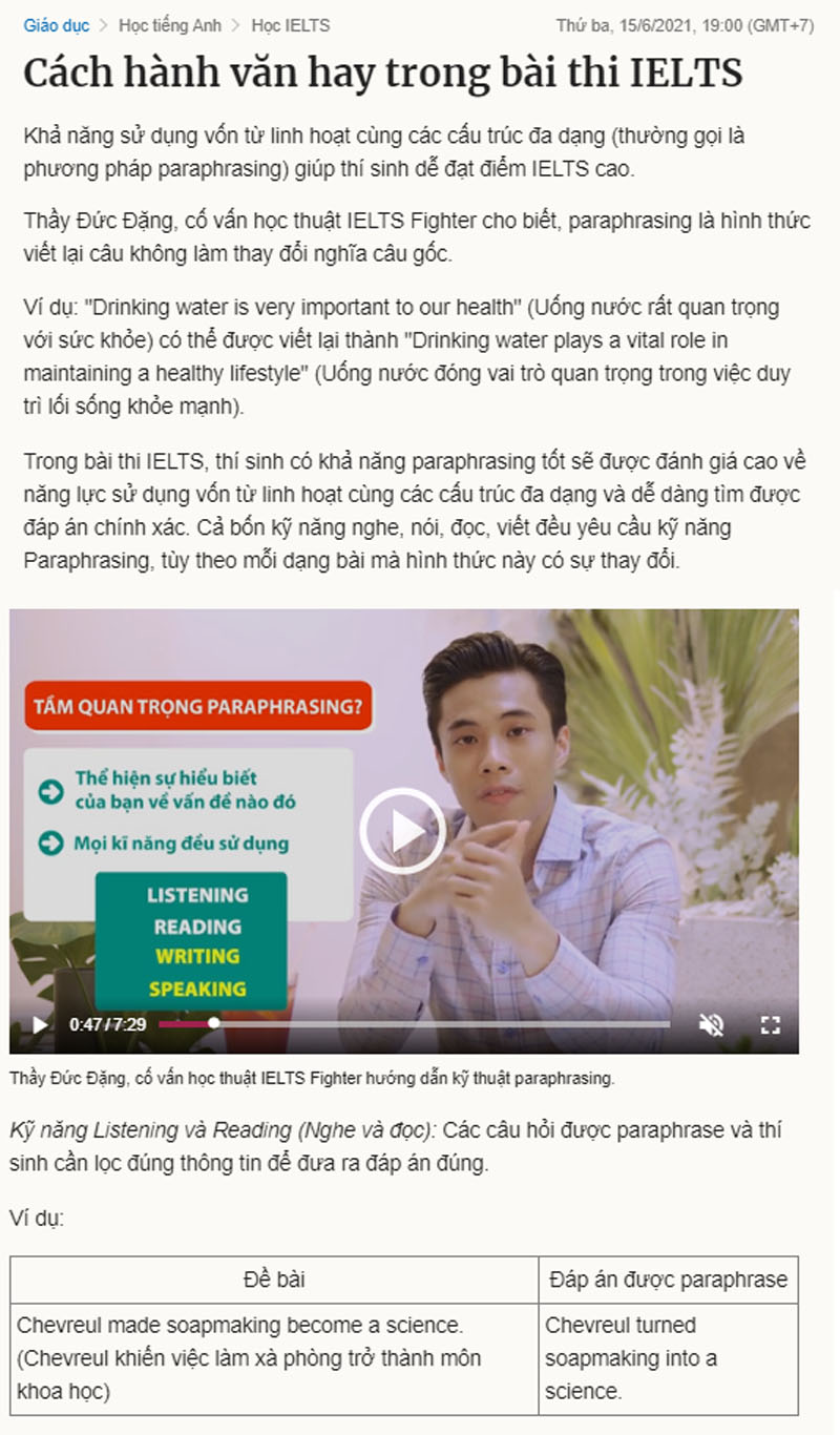 c&aacute;c c&aacute;ch paraphrase trong ielts 1