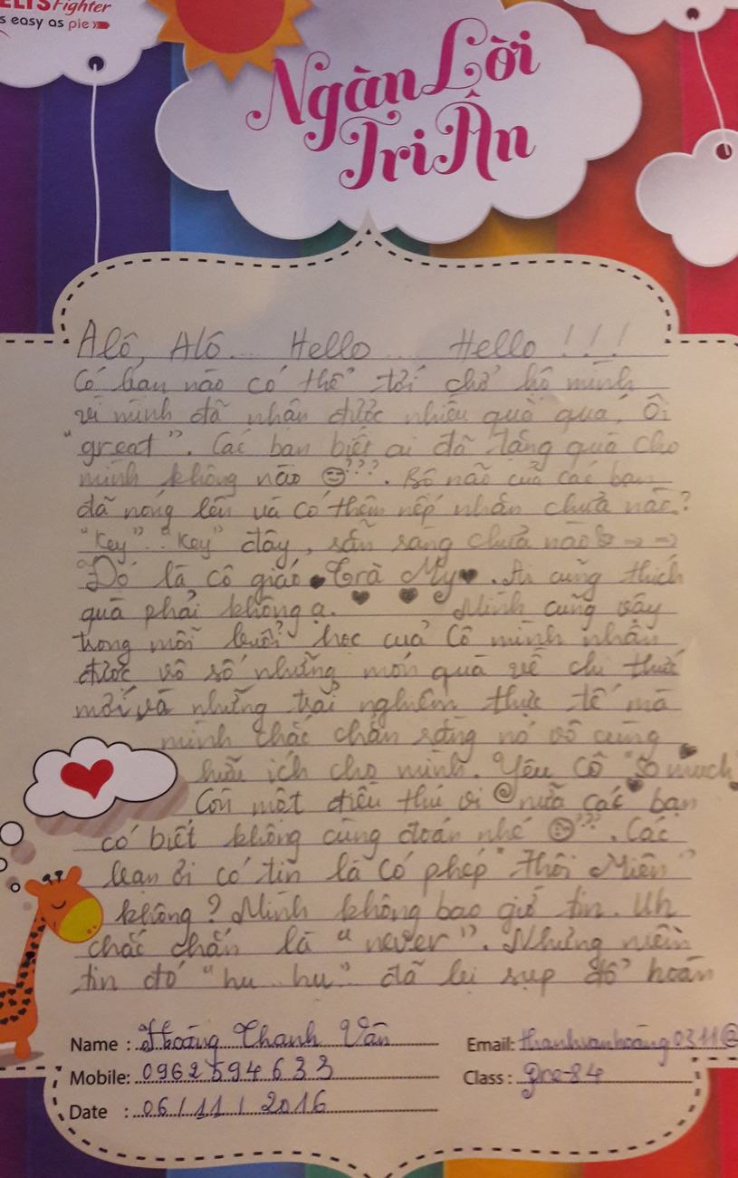 MS26 - Bài dự thi bạn Hoàng Thanh Vân - Học viên lớp Pre 84