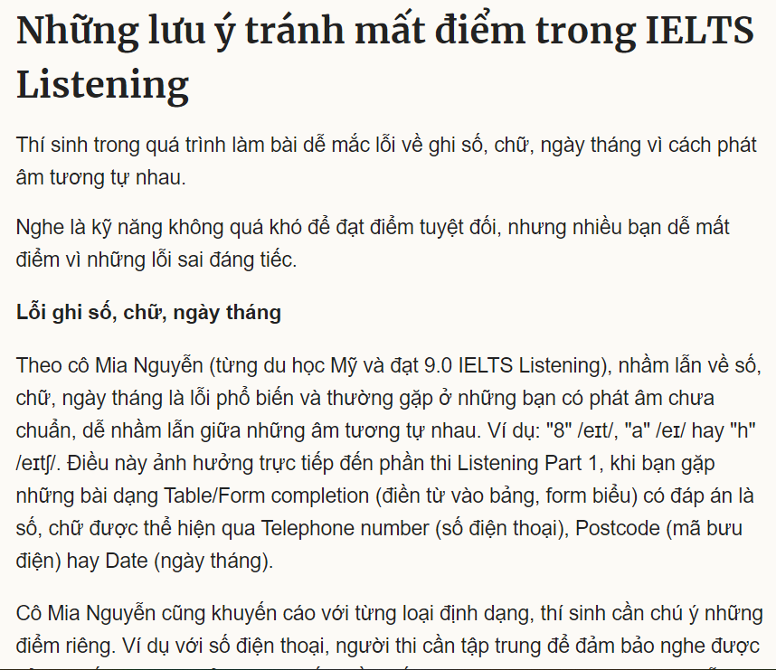 C&aacute;c lỗi thường gặp trong IELTS Listening