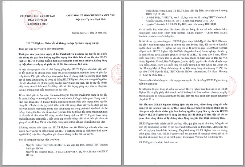 Bản phản hồi IELTS Fighter