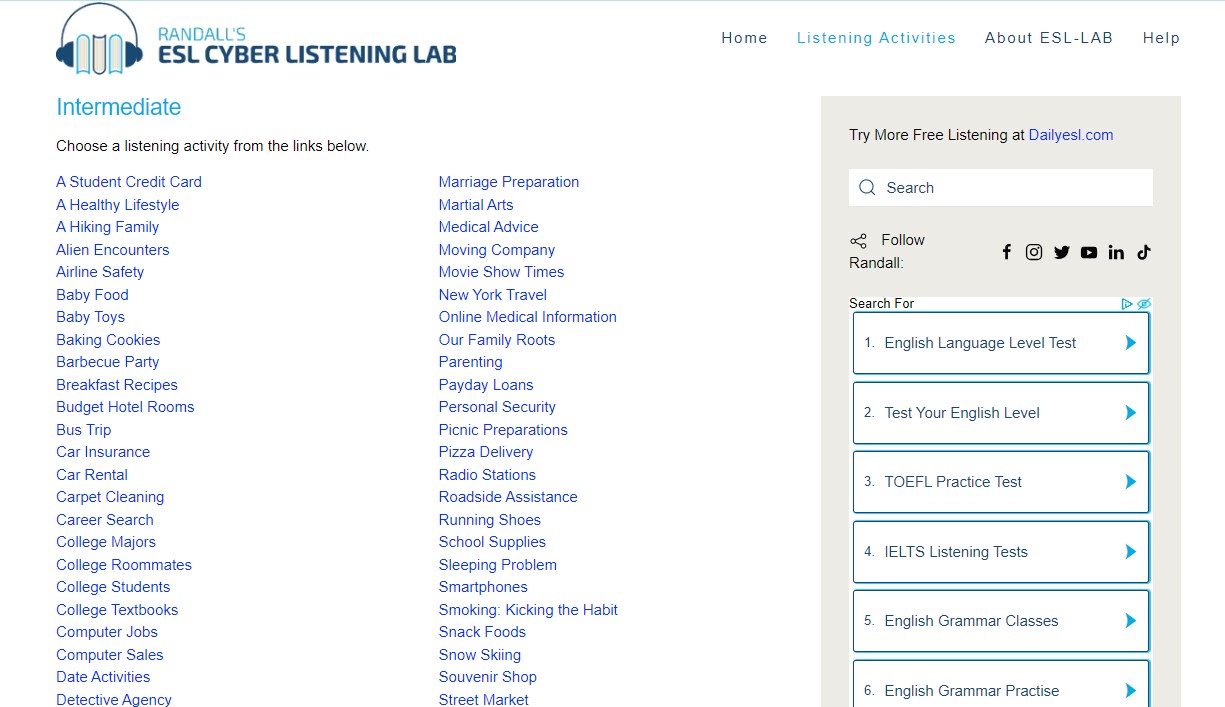 Esl Cyber Listening Lab