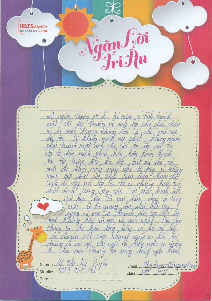 MS48 - Bài dự thi của bạn Lê Thị Kỳ Duyên - Học viên lớp F84