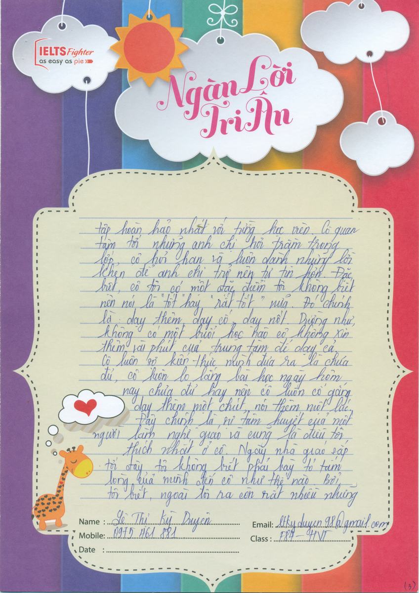 MS48 - Bài dự thi của bạn Lê Thị Kỳ Duyên - Học viên lớp F84