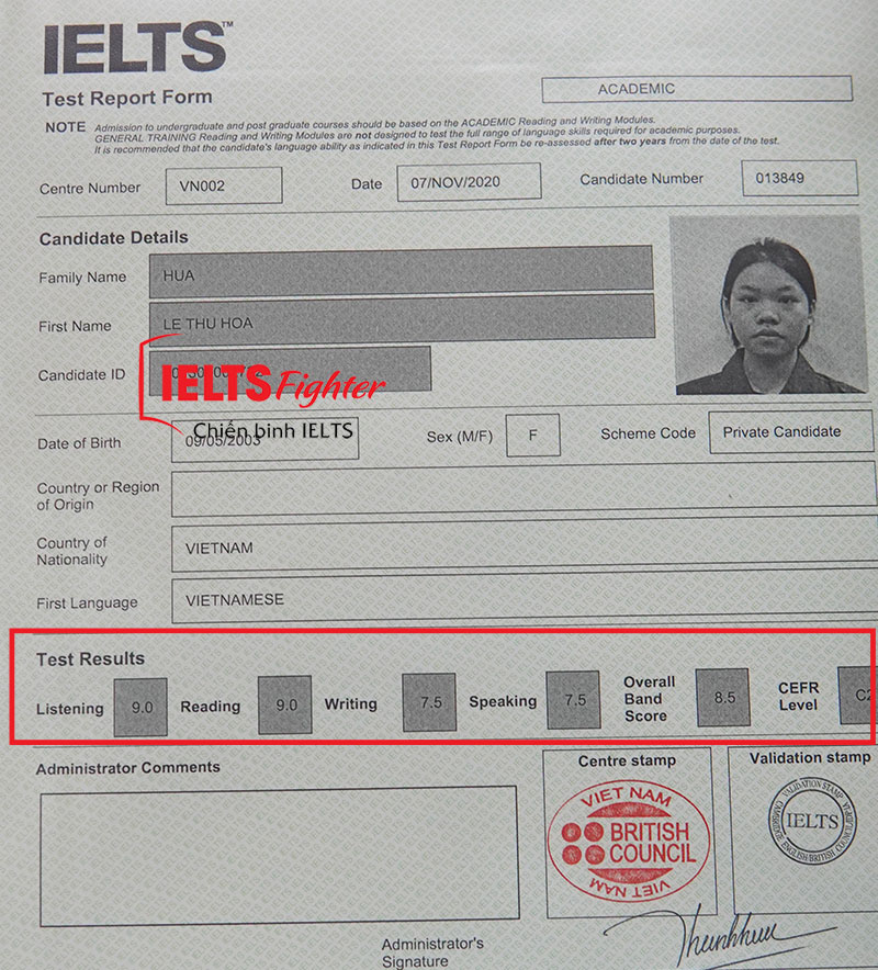 Thu H&ograve;a - 8.5 IELTS