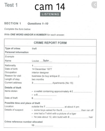 IELTS Listening Form Completion 2