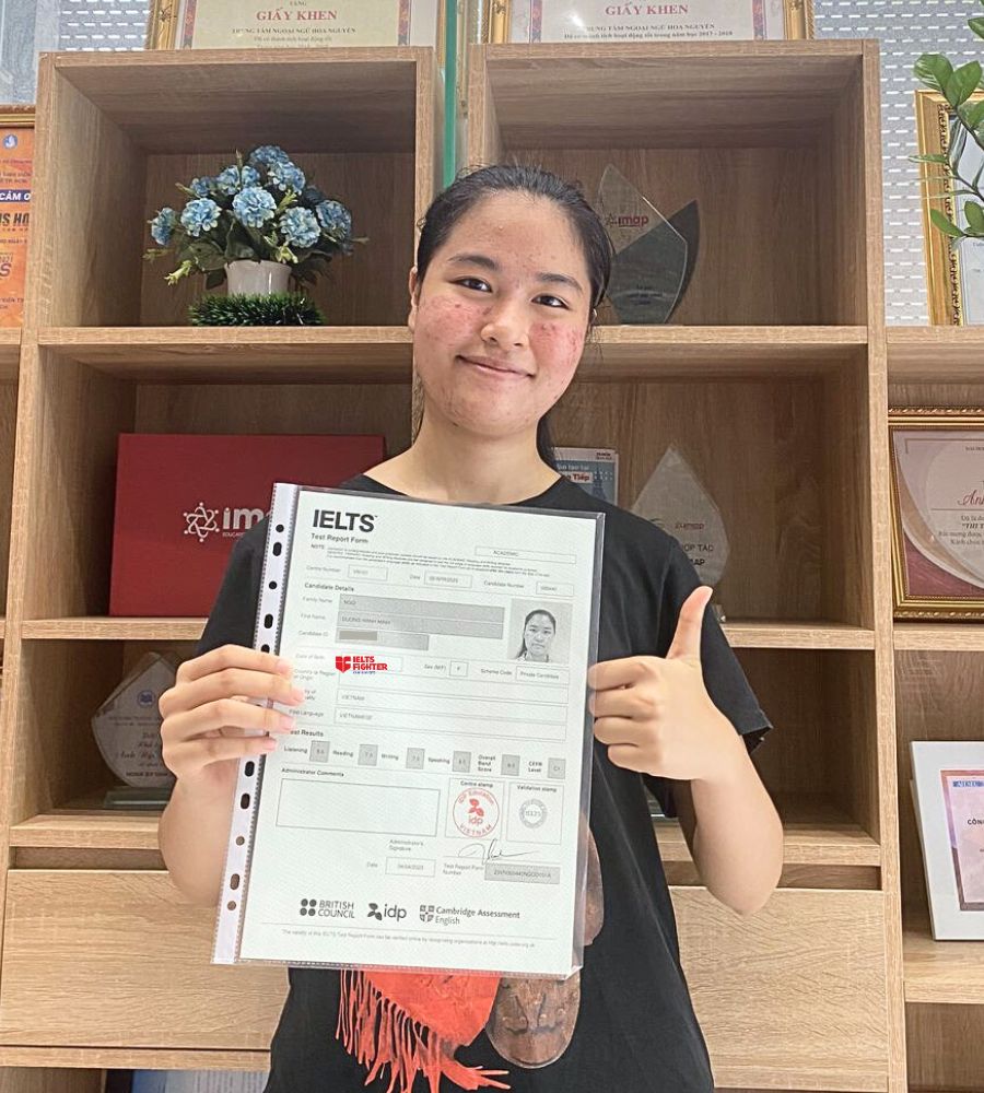 Hạnh Minh v&agrave; th&agrave;nh t&iacute;ch 8.0 Overall